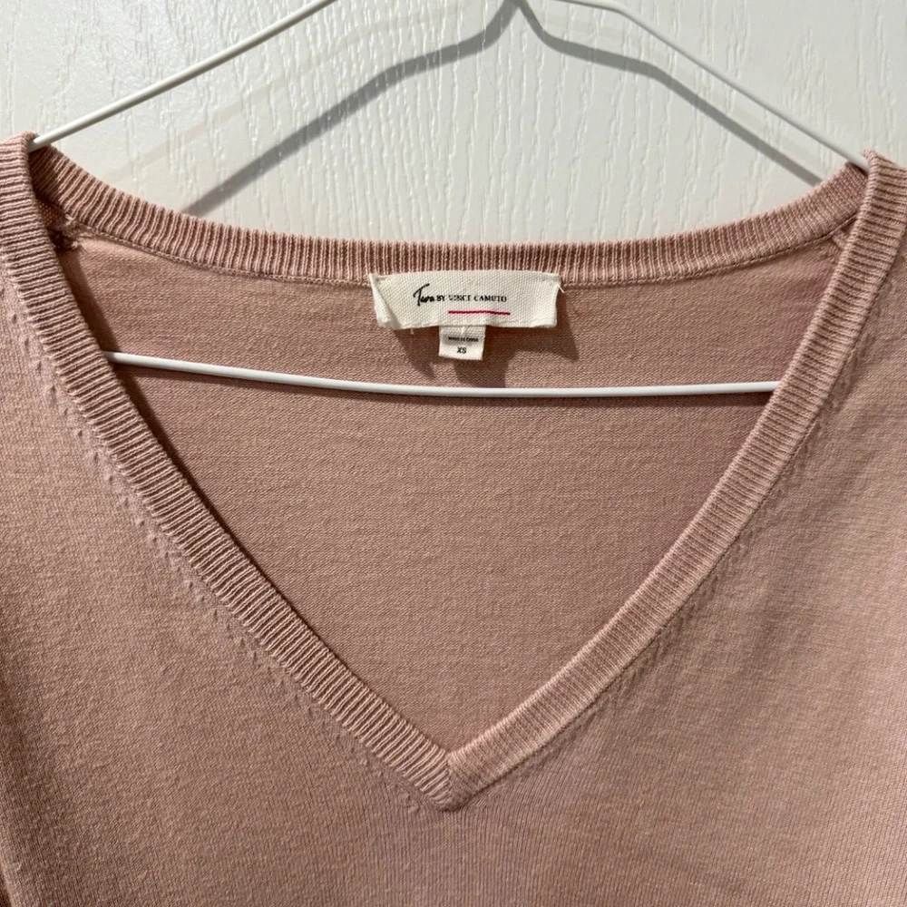 Two by Vince Camuto Pink Blush Sweater Ruffle Drop Sleeves Ruffled